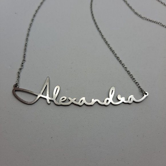 Alexandra Name Necklace Personalized Chain Silver Tone - Picture 1 of 7